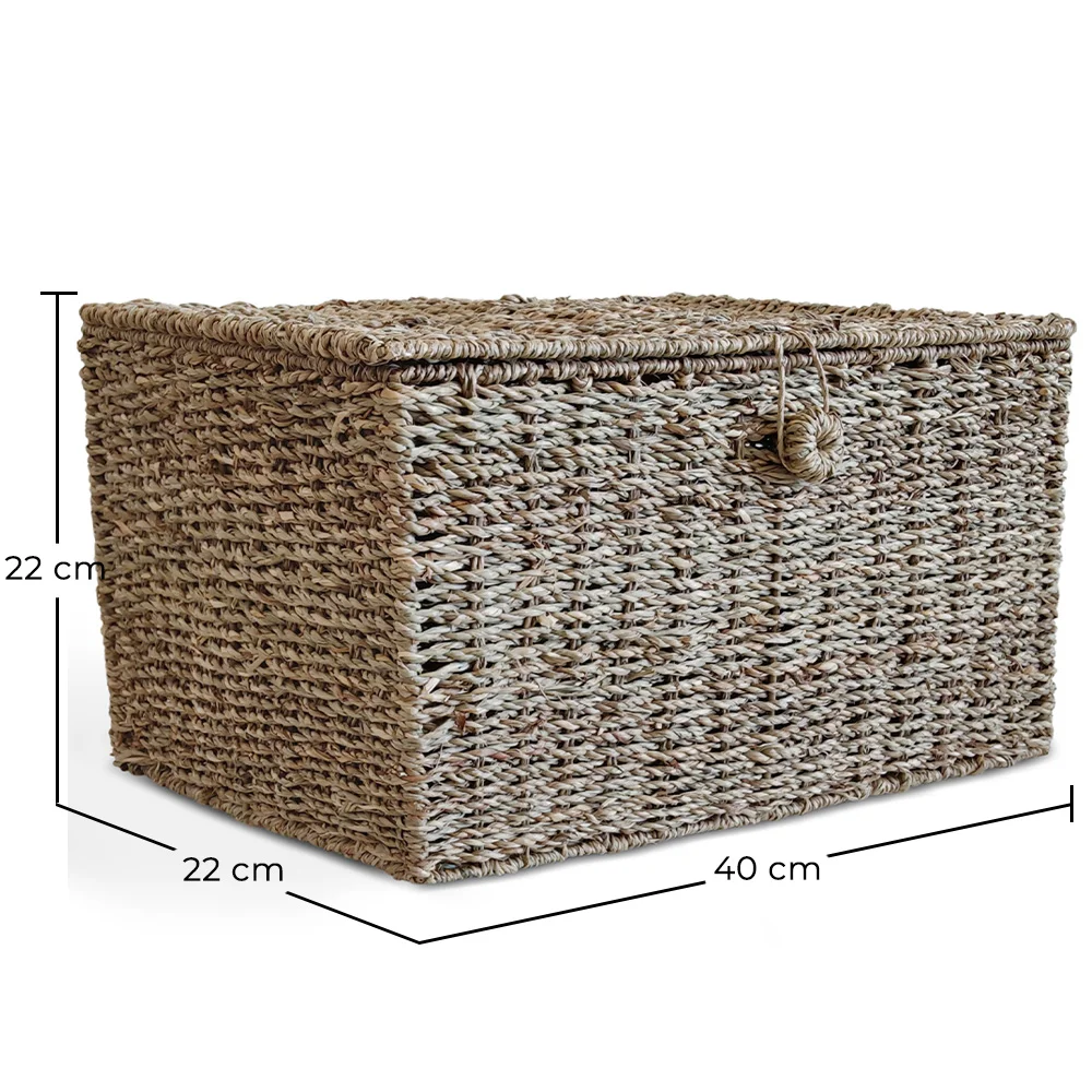 Kosz z Naturalnych Włókien z Pokrywką - 40x30CM - Baulera image 10