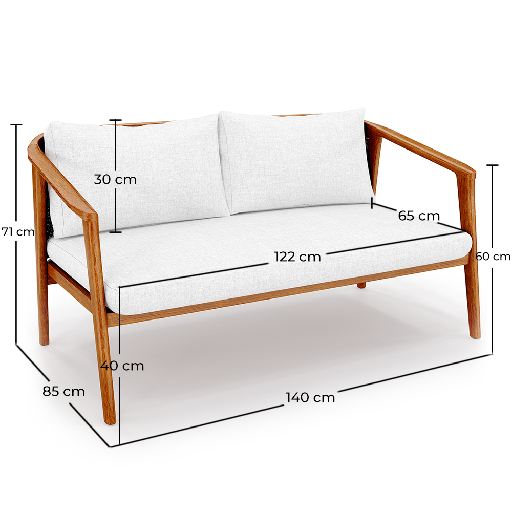 Sofa zewnętrzne z drewna tekowego - 140 CM - Bamas image 10