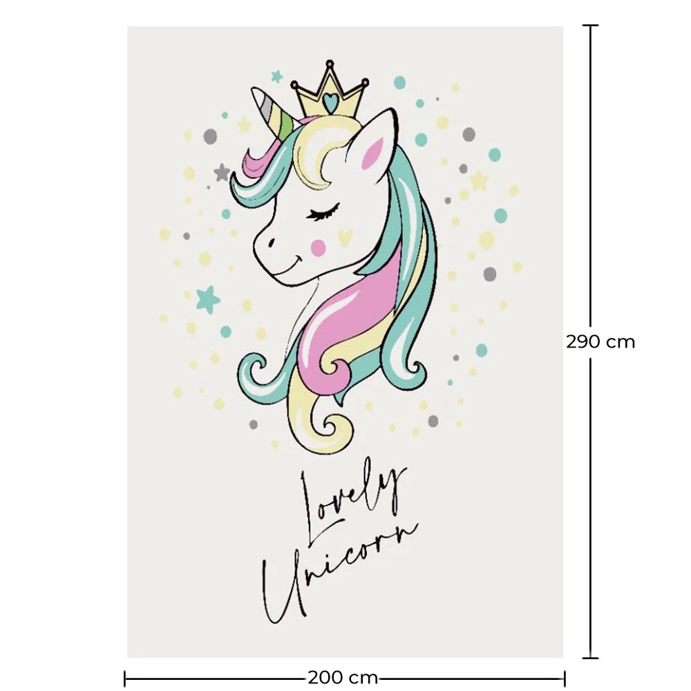 Duży Dywan Dziecięcy z Wzorem Jednorożca - Wielokolorowy (290x200 cm) - Style image 10