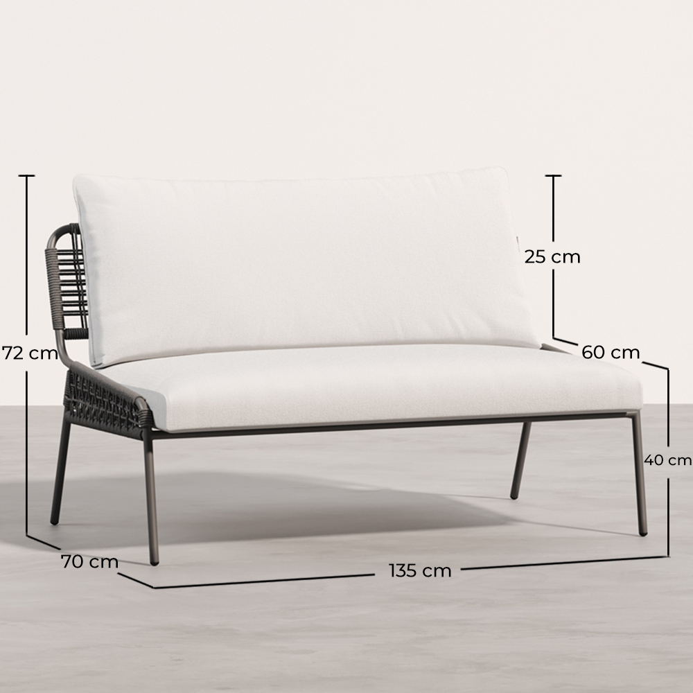 Sofa Zewnętrzna 135cm - Aluminium i Syntetyczny Rattan - Brawma image 10