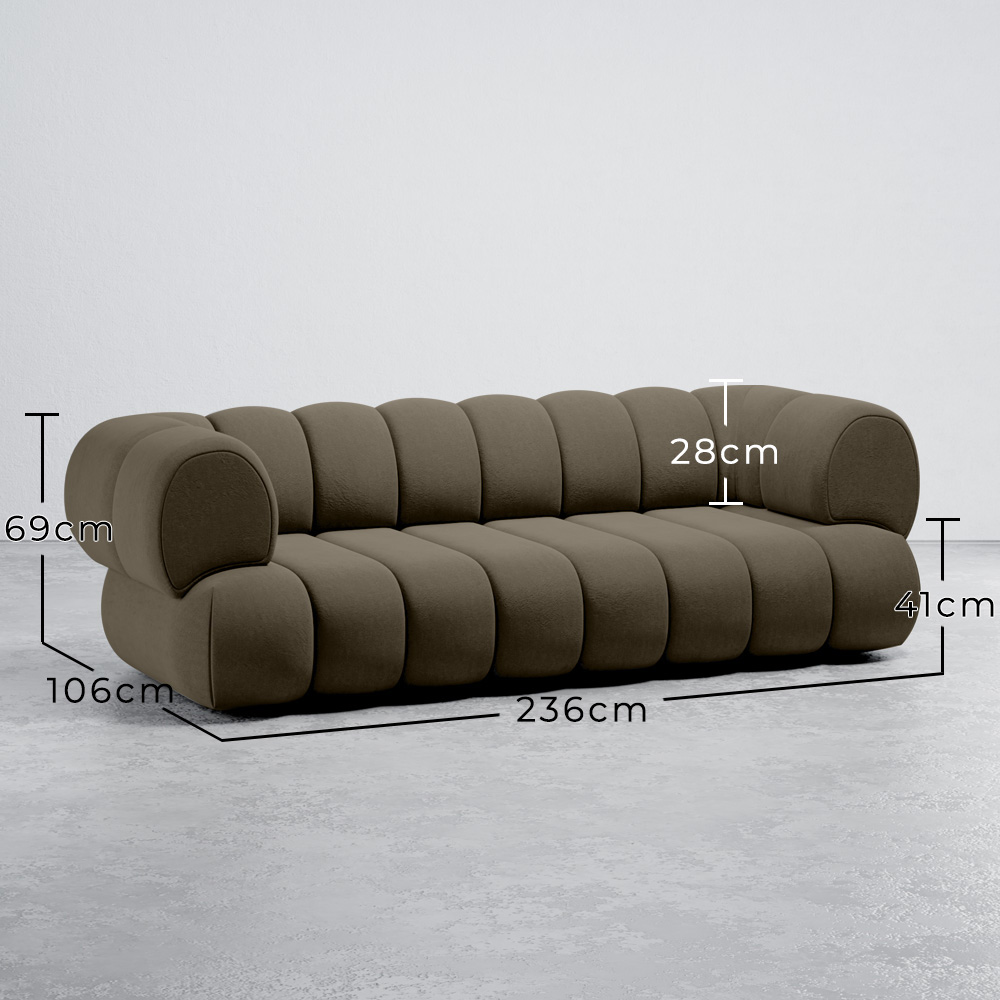 Sofa Tapicerowana w Welur - Styl Nowoczesny - 2/3 Osoby - Curvo Teddy image 10