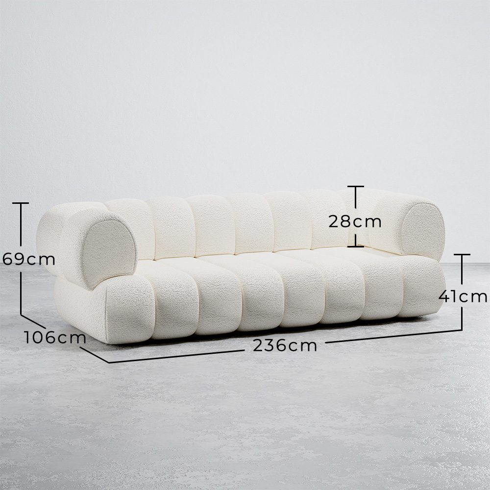 Sofa Obita Tkaniną Bouclé - Styl Nowoczesny - 2/3 Miejsca - Krzywa Teddy image 10