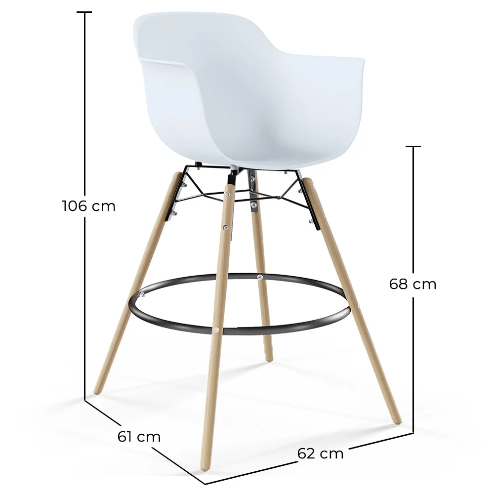 Stołek Barowy - Skandynawski Design - Drewniane Nogi - Zestaw 2 - Nordika image 10