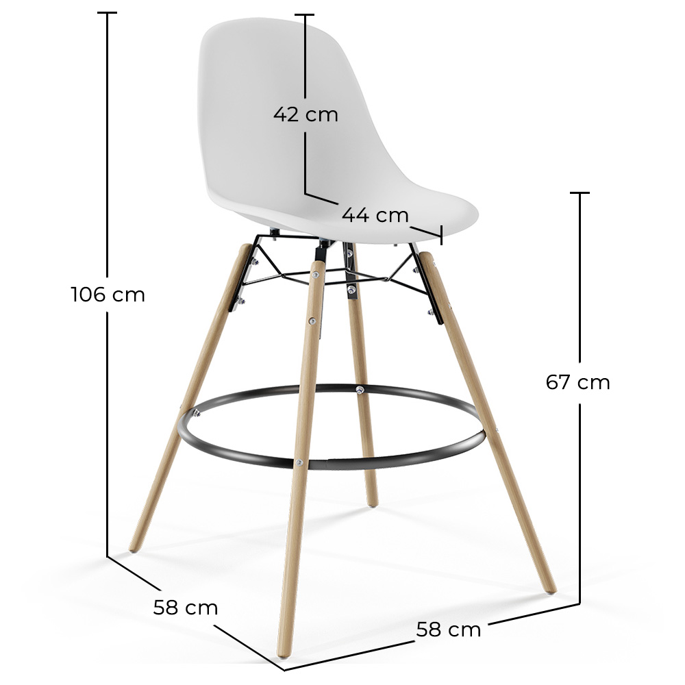 Zestaw 2 Stołków Barowych - Skandynawski Design - Drewniane Nogi - Skögur image 10