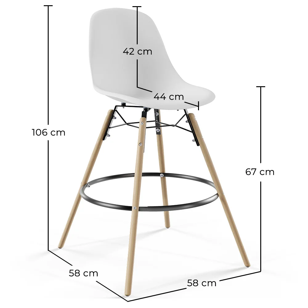Stołek Barowy - Skandynawski Design - Drewniane Nogi - Zestaw 2 - Skögur image 10