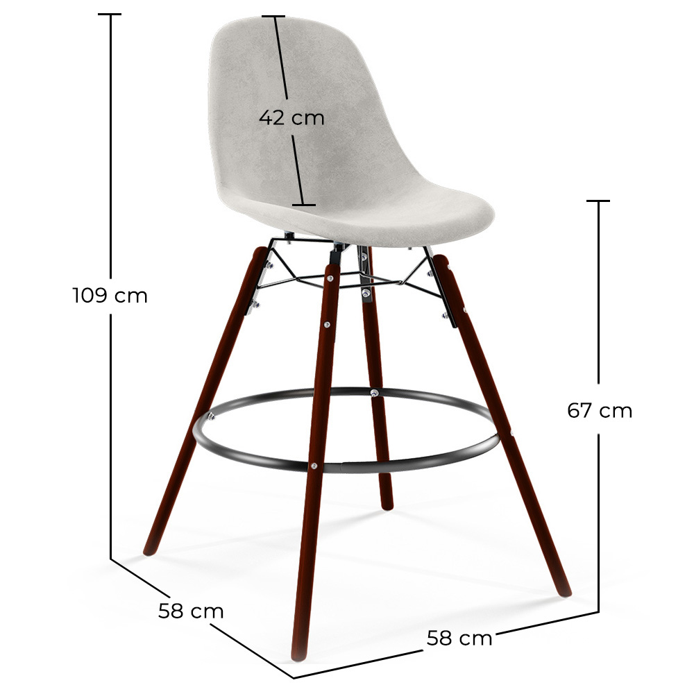 Hoker Barowy z Aksamitu - Skandynawski Design i Ciemne Drewniane Nogi - Skögur image 10