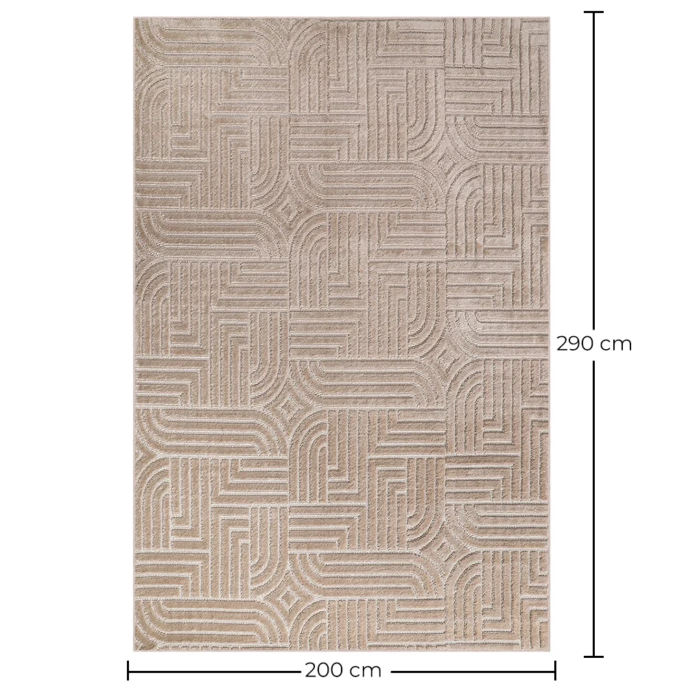 Duży Dywan z Nowoczesnym i Współczesnym Wzorem - Beżowy (290x200 cm) - Rococo image 10