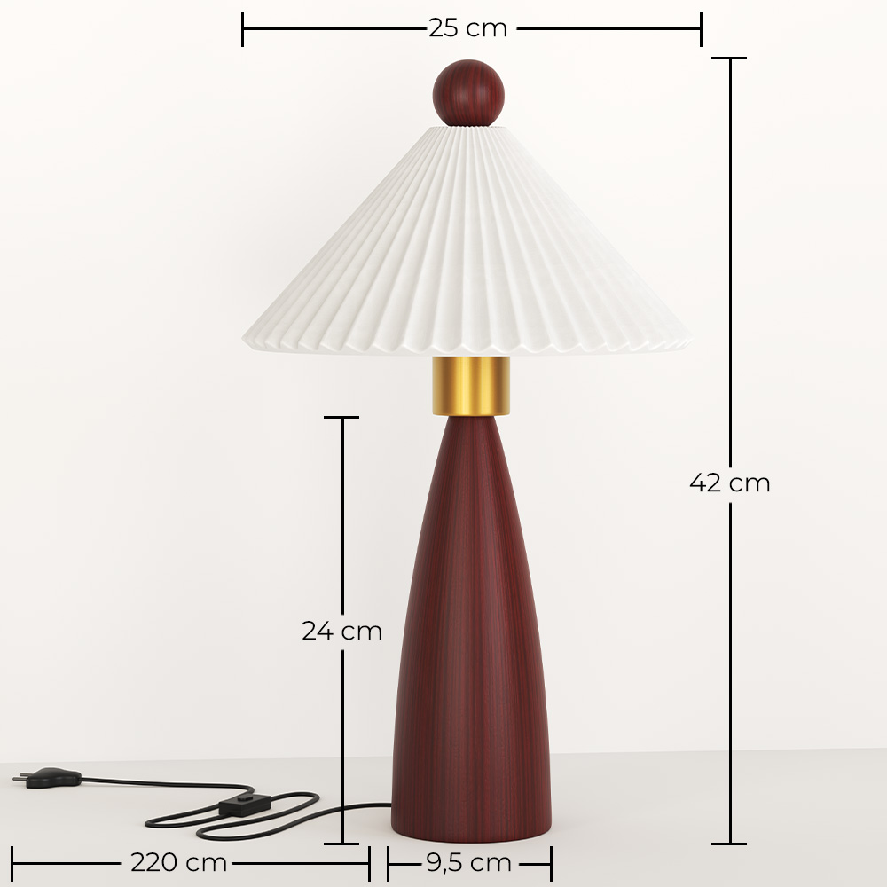 Lampa stołowa z drewnianą podstawą i białym cementowym kloszem - Ambiana image 10