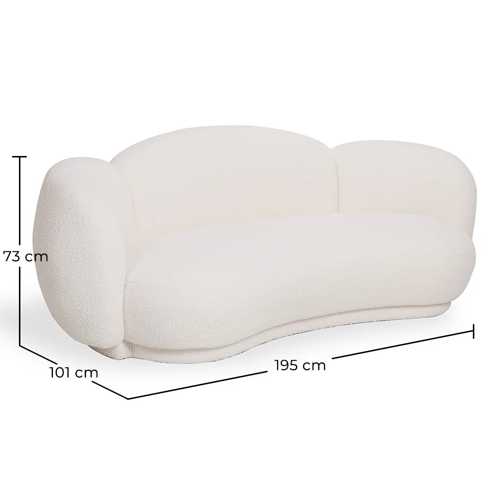 Sofa O Zakrzywionym Kształcie Tapicerowana Białym Bouclé – Nowoczesny I Elegancki Design - Sorela image 10