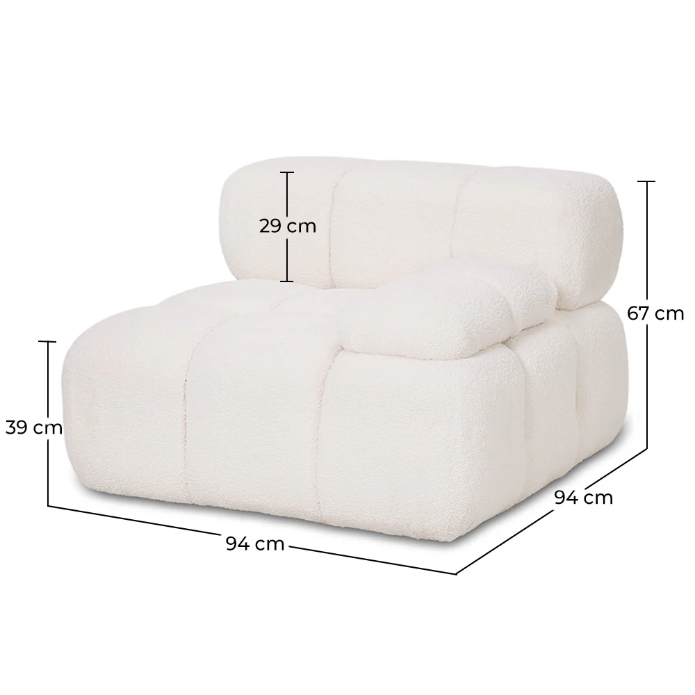 Modułowa Sofa Narożna Lewa - Tapicerowana Białą Tkaniną Bouclé - Bianca image 10