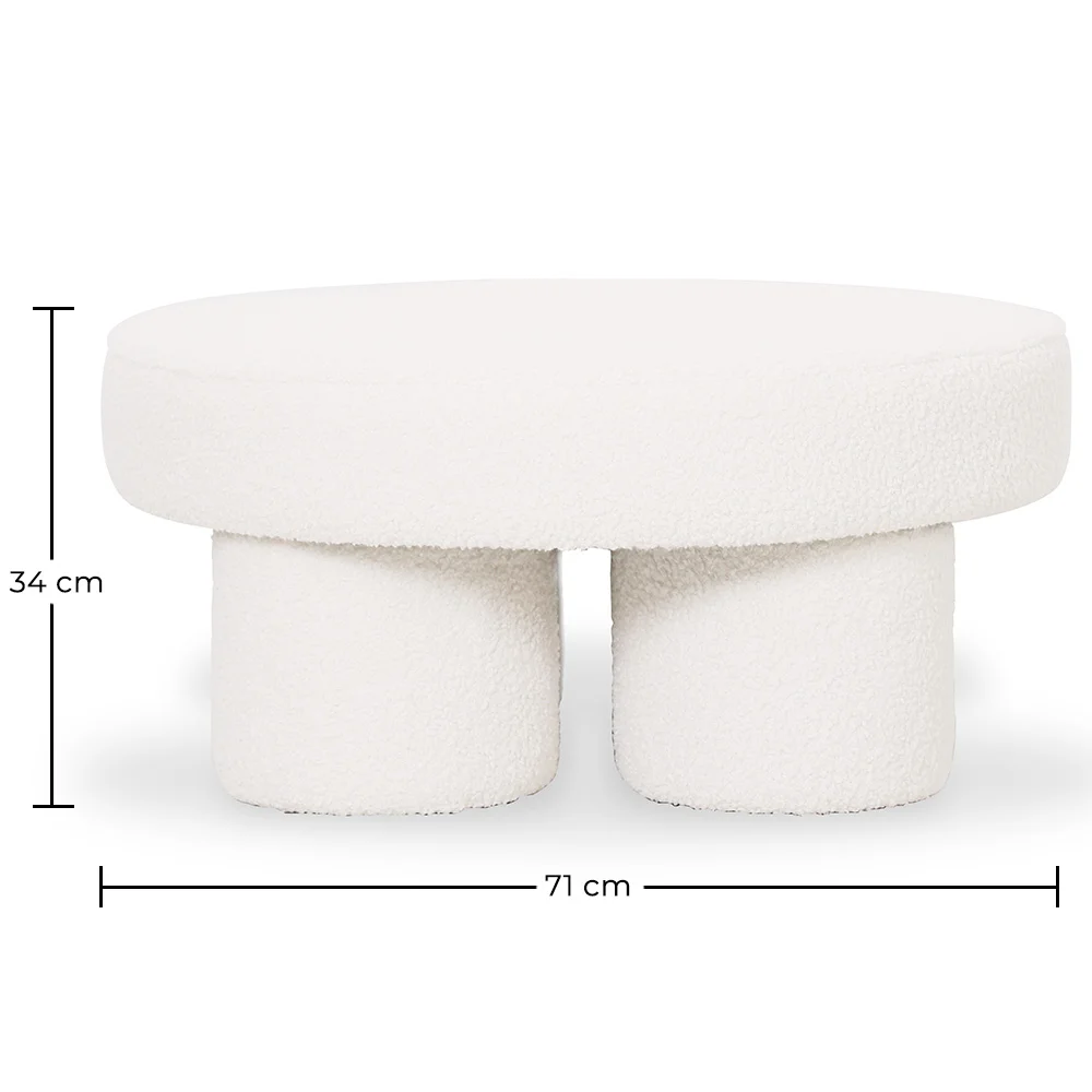 Ottoman Designerski W Białym Bouclé – Nowoczesny Stolik Kawowy - Sera image 10
