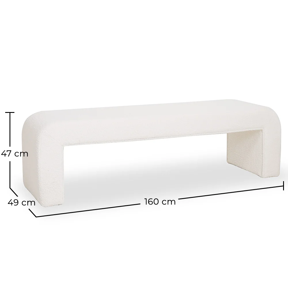 Ławka Tapicerowana Białą Tkaniną Bouclé - Nowoczesna Elegancka Minimalistyczna - Karla image 10
