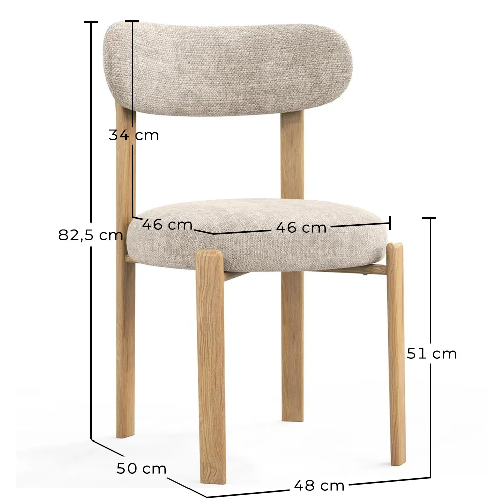 Krzesło do jadalni Chenille tapicerowane - Nogi w efekcie dębu - Ergonomiczny i nowoczesny design - Okare image 10
