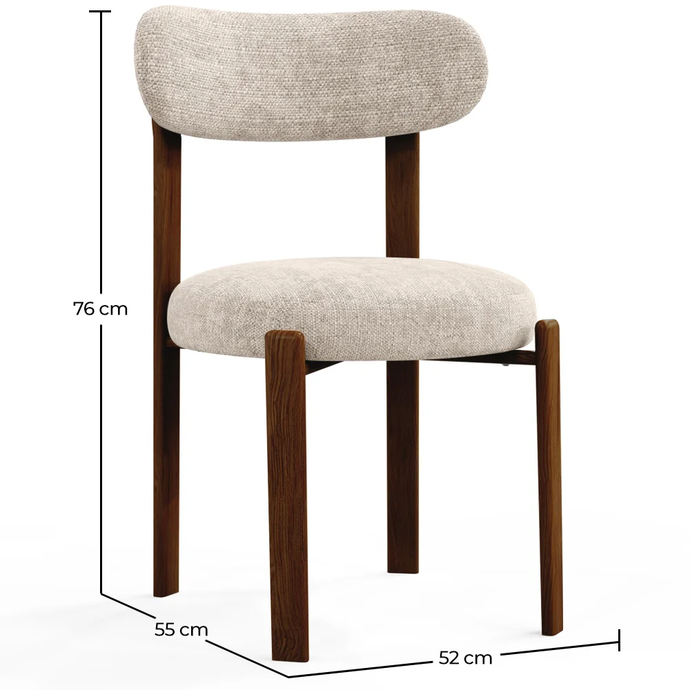 Krzesło do jadalni tapicerowane w tkaninie chenille – Nogi w ciemnym efekcie drewna – Ergonomiczny i nowoczesny design – Okare image 10