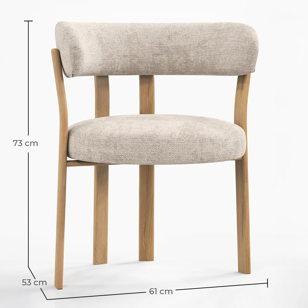 Fotel do salonu z podłokietnikami tapicerowany w tkaninie chenille – Nogi w efekcie dębu – Ergonomiczny i nowoczesny design – Okare image 10
