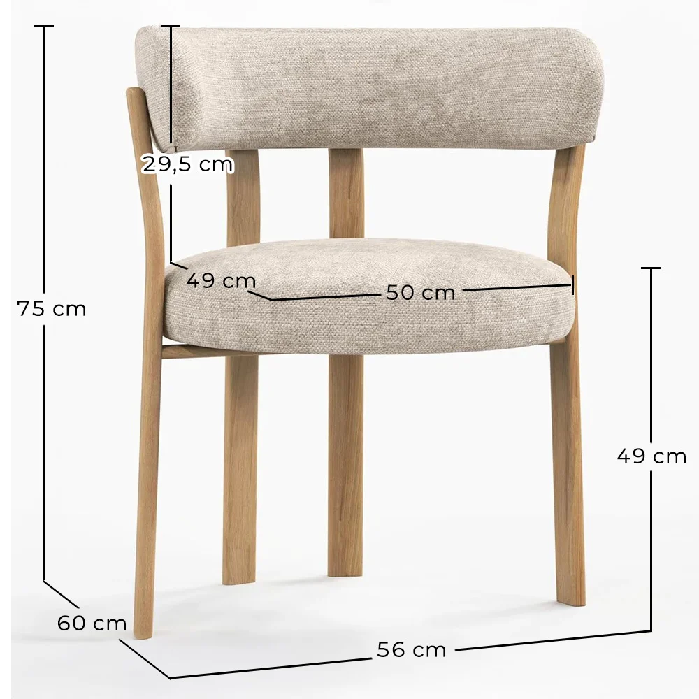 Fotel do salonu z podłokietnikami tapicerowany w tkaninie chenille – Nogi w efekcie dębu – Ergonomiczny i nowoczesny design – Okare image 10