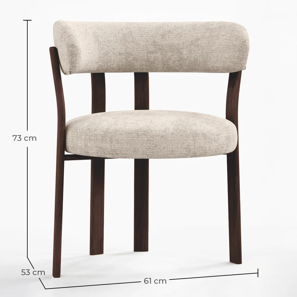 Fotel do salonu z podłokietnikami tapicerowany w tkaninie chenille – Nogi w ciemnym efekcie drewna – Ergonomiczny i nowoczesny design – Okare image 10