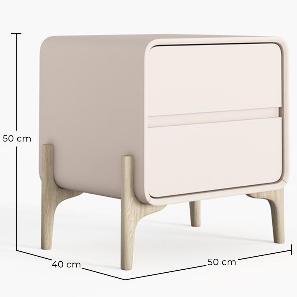 Szafka nocna scandi moderna forrada en polipiel z 2 szufladami i nogami z drewna naturalnego - Bennis image 10