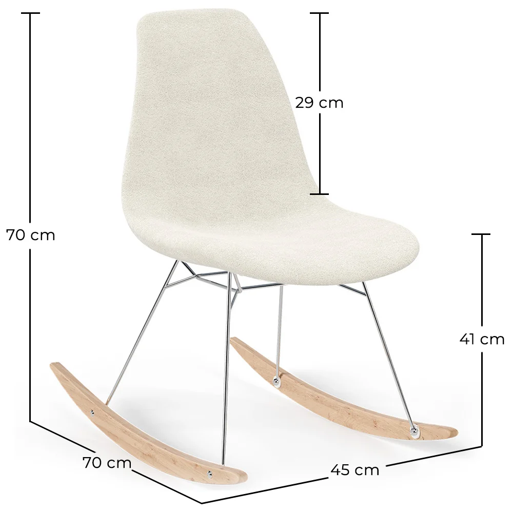 Fotel bujany Minimalistyczny Bouclé – Styl nordycki z drewnianą i stalową podstawą - Skögur image 10