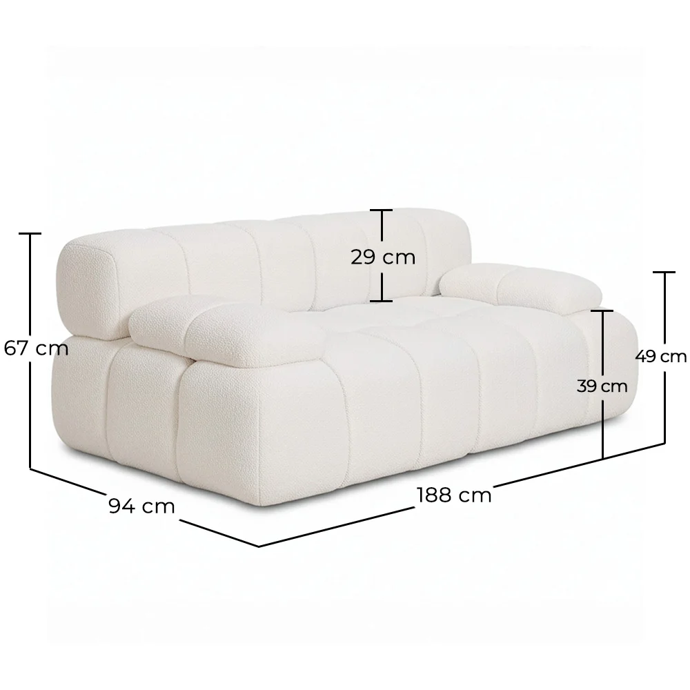 Modułowa Sofa Tapicerowana w Tkaninie Bouclé – 2/3-osobowa – Bianca image 10