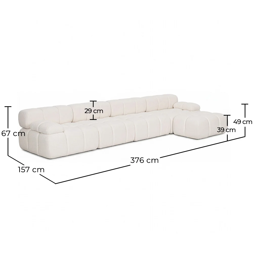 Modułowa Sofa Szezlong Tapicerowana w Tkaninie Bouclé - 4/5 miejsc - Bianca image 10
