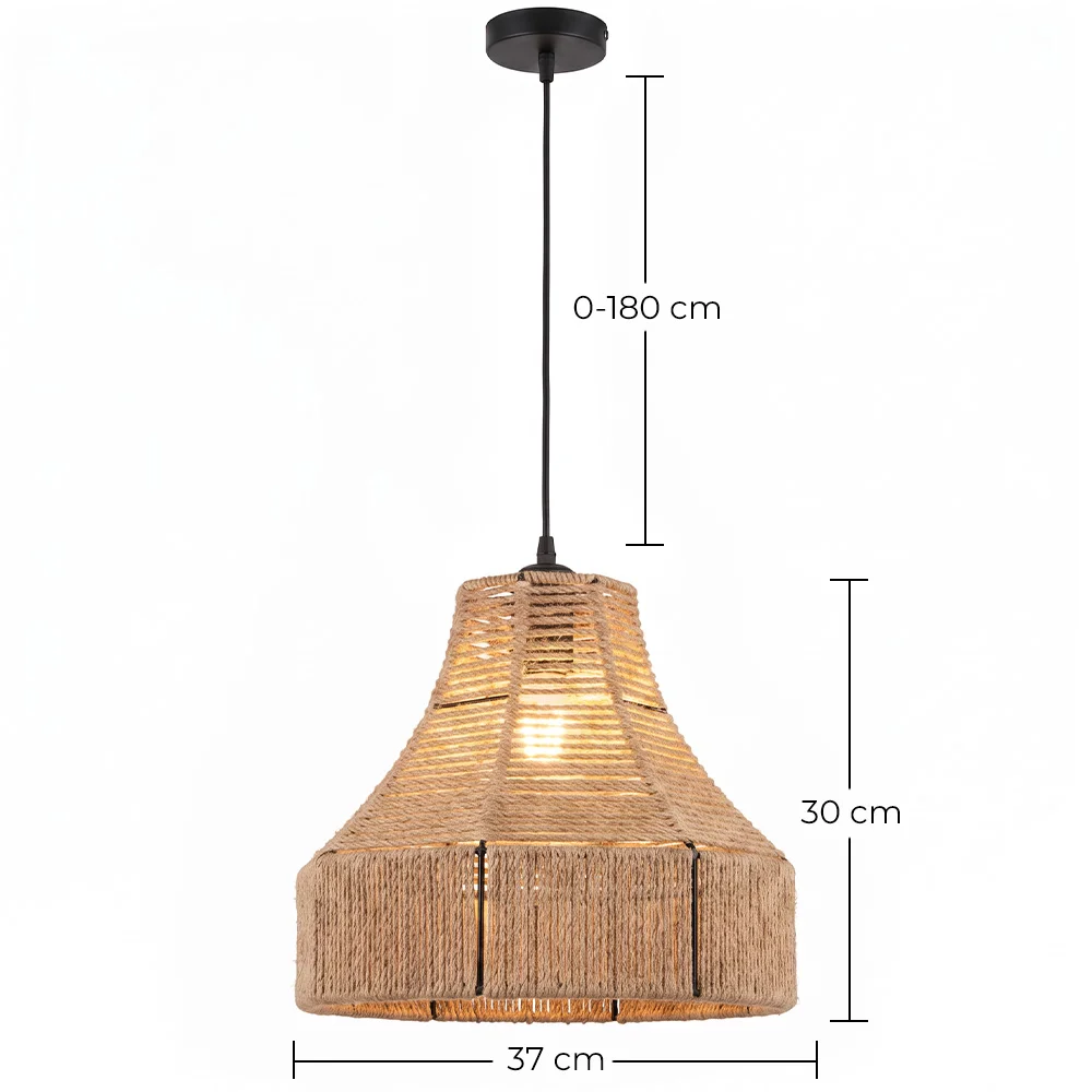 Lampa wisząca Naturalna Lina i Metal – Styl Boho – Ręcznie wykonany projekt – Lorena image 10