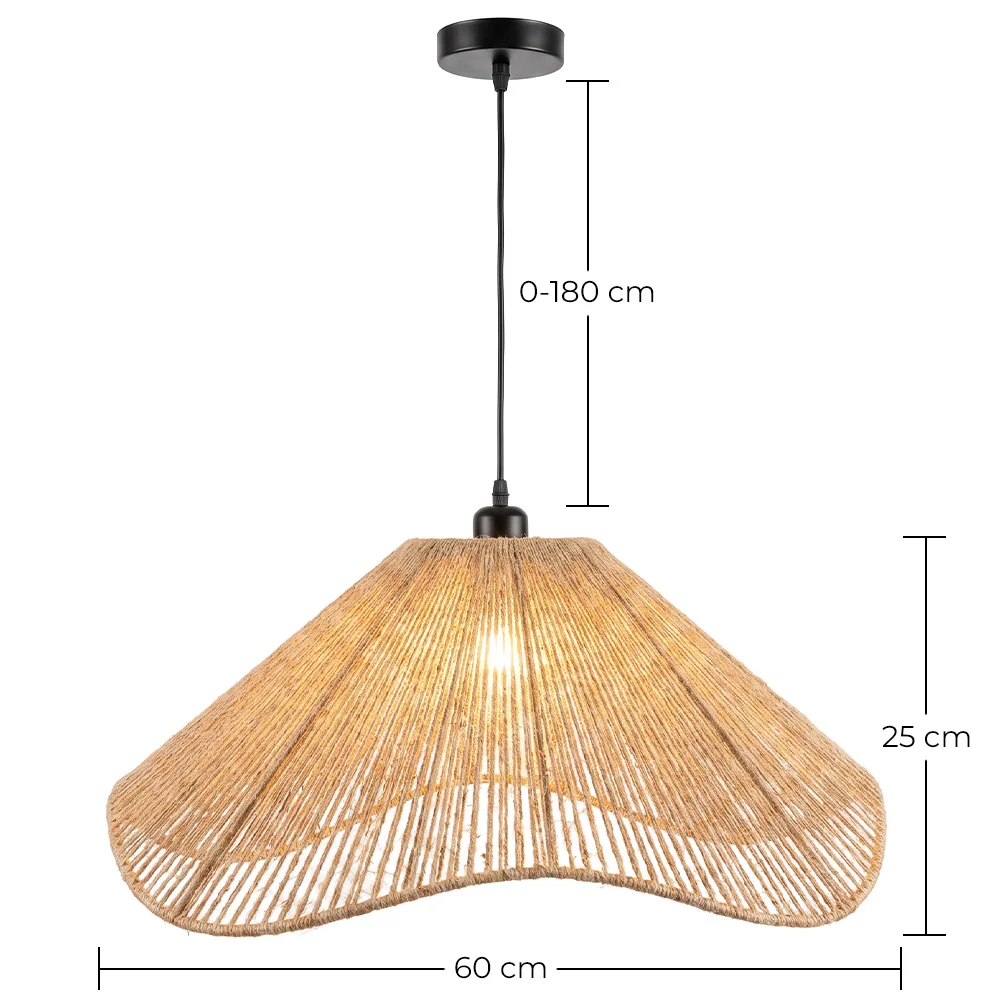 Lampa wisząca Natural Rope Boho Style – Ręcznie wykonany klosz z naturalnych włókien - Lunah image 10