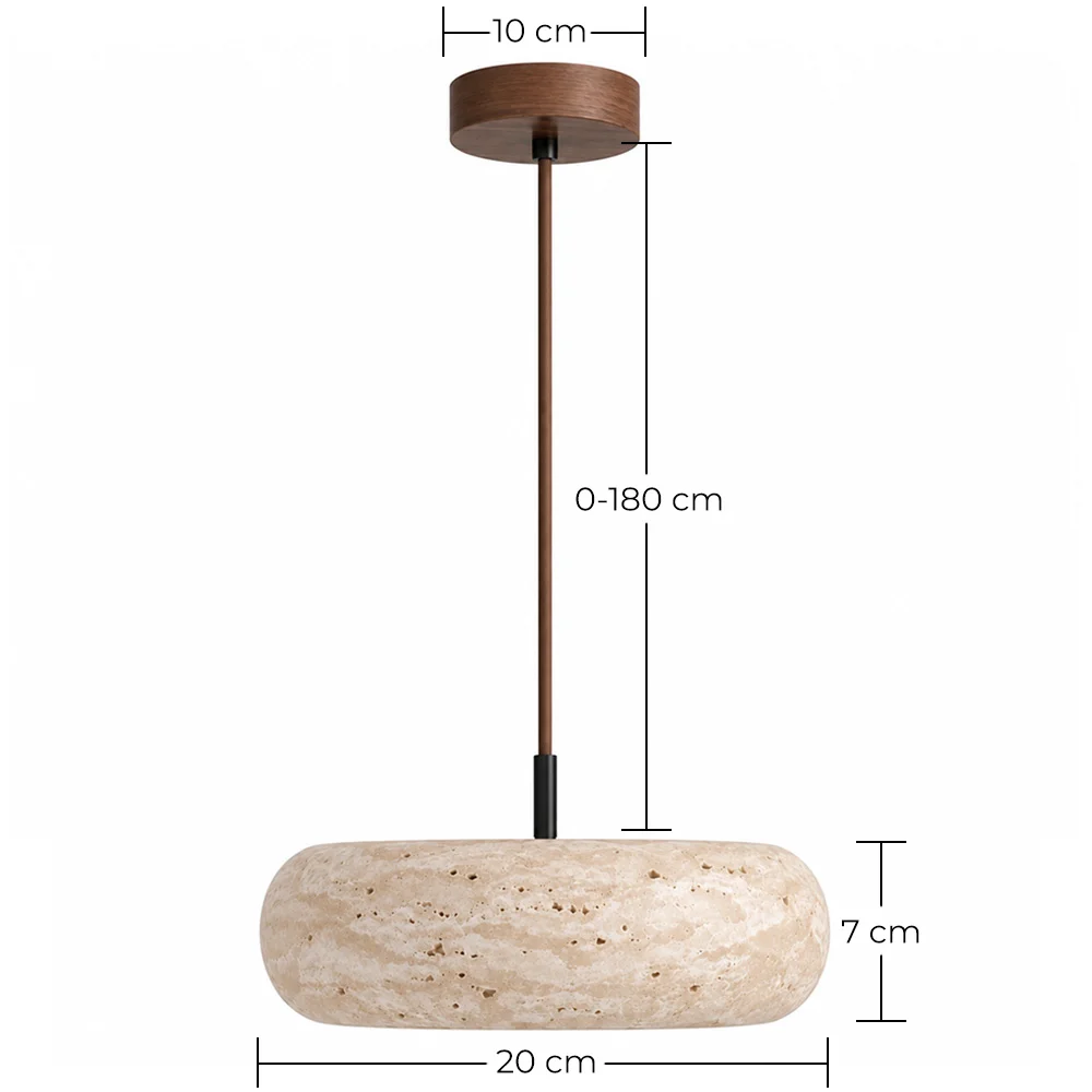 Lampa wisząca sufitowa – drewno i trawertyn – Marguerite image 10