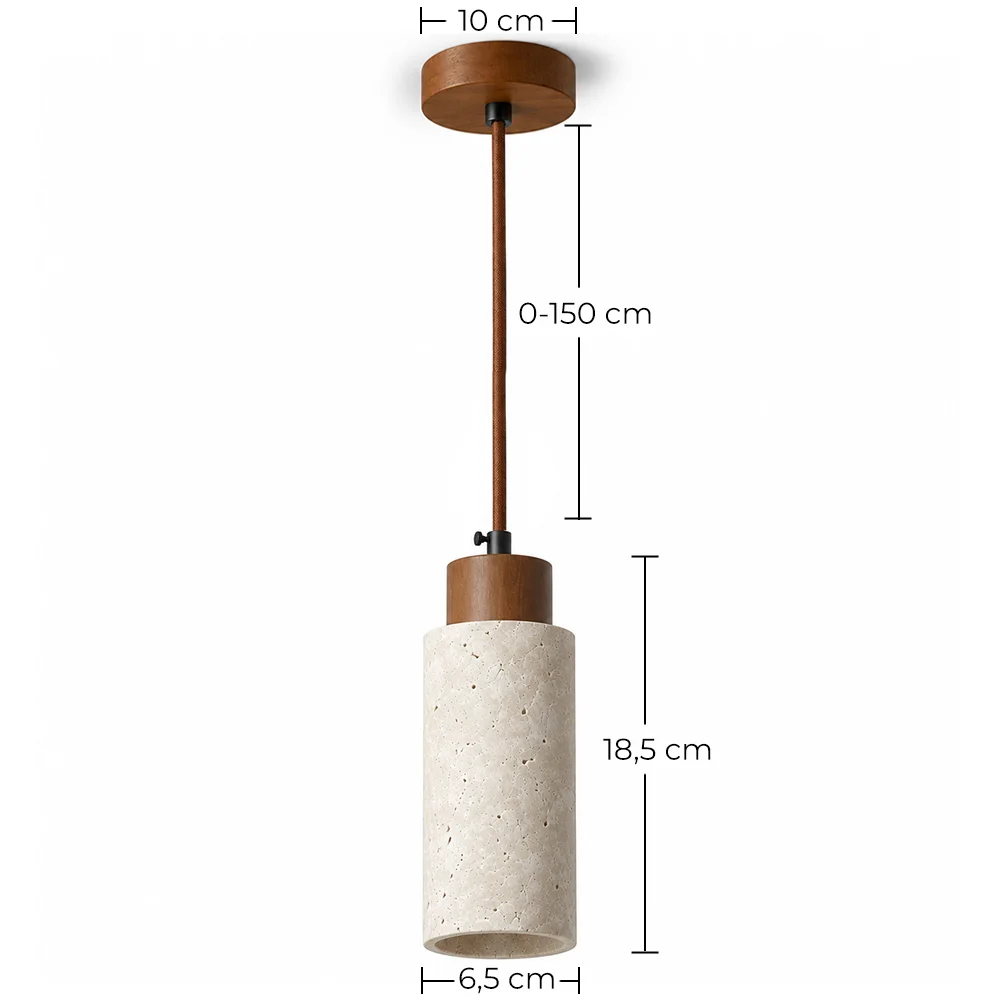 Lampa wisząca sufitowa, drewno i trawertyn – Élodie image 10