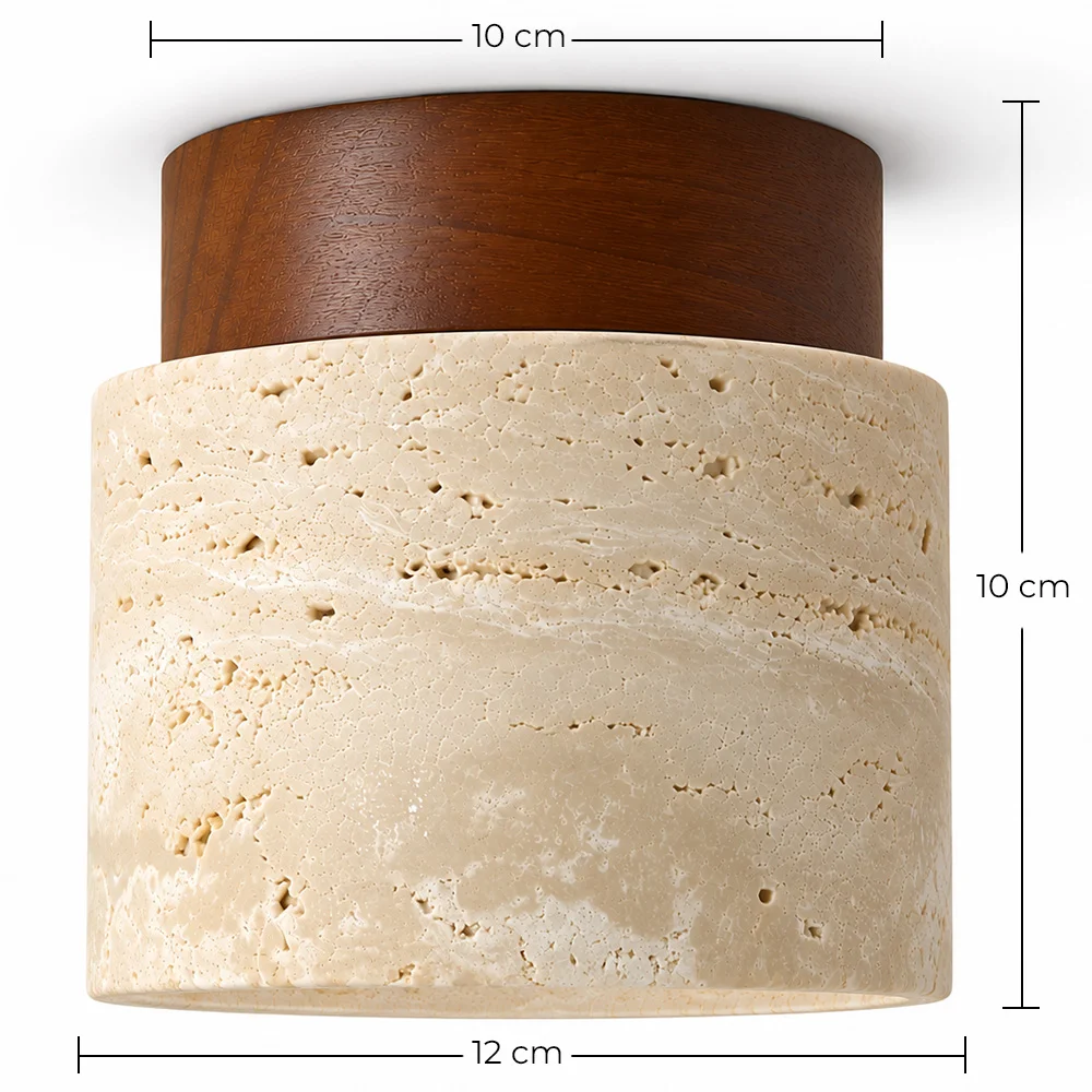 Lampa sufitowa – plafon – drewno i trawertyn – Léonie image 10