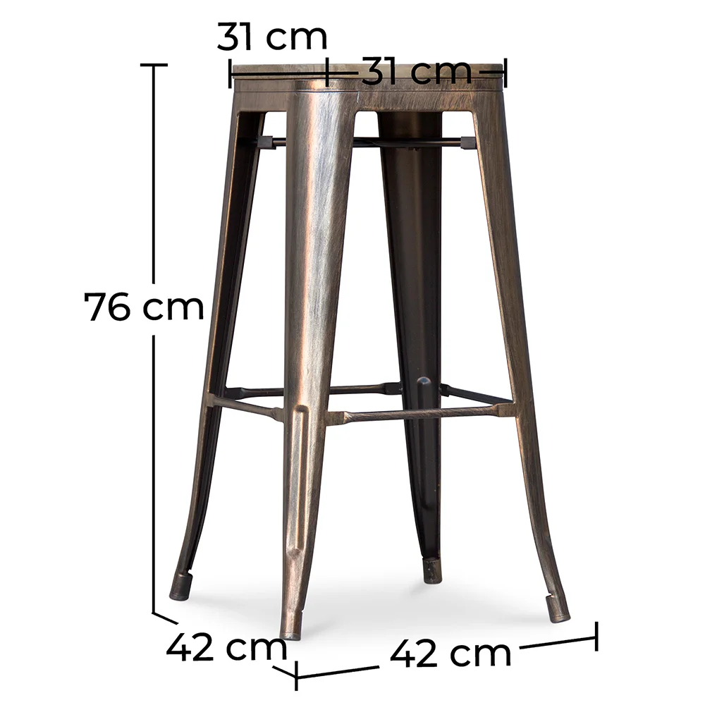 Stołek barowy w stylu industrialnym - drewno & stal - 76cm - Stylix image 10