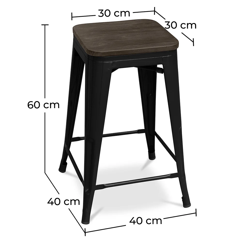 Stołek barowy - Wzornictwo Przemysłowe - Drewno & Stal - 60cm -Stylix image 10