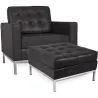 Designerski fotel z podnóżkiem - tapicerowany w skórze - Konel image 7