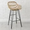 Stołek barowy z rattanu z podłokietnikami - Boho Bali Style - 75cm - Many image 7