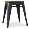 Stołek z oparciem - Wzór przemysłowy - drewno i stal - 45 cm - Stylix image 7