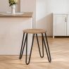 Okrągły stołek barowy - Industrial Design - Wood & Steel - 44cm - Hairpin image 7