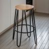 Okrągły stołek - Industrial Design - Wood & Metal - 66cm - Hairpin image 7