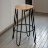 Okrągły stołek - Industrial Design - Wood & Metal - 66cm - Hairpin image 7