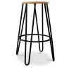 Okrągły stołek - Industrial Design - Wood & Metal - 66cm - Hairpin image 7