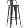 Stołek barowy z oparciem - Wzornictwo przemysłowe - Drewno & stal - 76cm - Stylix image 7