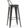 Stołek barowy z oparciem - Wzornictwo przemysłowe - Drewno & stal - 76cm - Stylix image 7