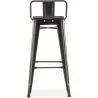 Stołek barowy z oparciem - Wzornictwo przemysłowe - Drewno & stal - 76cm - Stylix image 7
