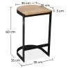 Stołek z oparciem - Industrial Design - Wood & Metal - 60cm - Lia image 7