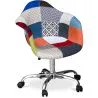 Krzesło biurowe z podłokietnikami - Krzesło do biurka z kółkami - Tapicerowane w Patchwork - Pixi image 7