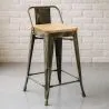 Stołek barowy z oparciem - Wzór przemysłowy - Drewno & Stal - 60cm - Nowa Edycja - Stylix image 7