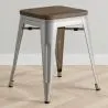 Stołek barowy - Wzór przemysłowy - Drewno i stal - 45 cm - Nowa edycja - Stylix image 7