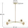 Złota lampa sufitowa - Lampa wisząca z designem - 4 ramiona - Luba image 7