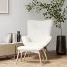 Fotel z podnóżkiem - tapicerowany tkaniną bouclé - Huda image 7