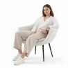 Fotel z podłokietnikami - tapicerowany tkaniną bouclé - Eila image 7