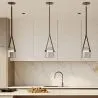 Lampa sufitowa - Lampa wisząca - Skóra i szkło - Bim image 7